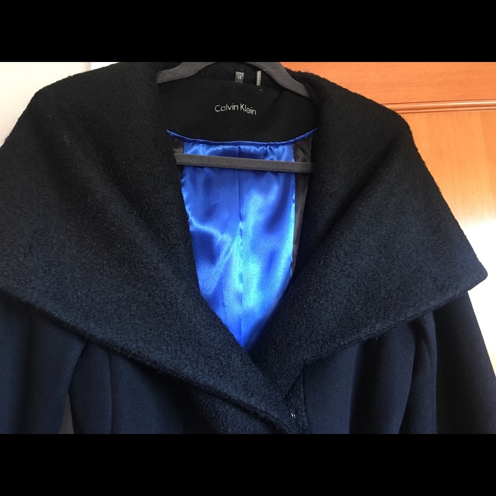Black Wool & Boucle Calvin Klein coat NWT 12